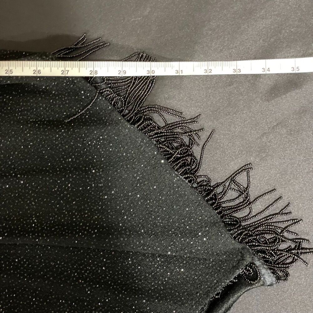 Betsy & Adam Small Size Small Black Glitter Fringe Mini Dress - Picture 5 of 5